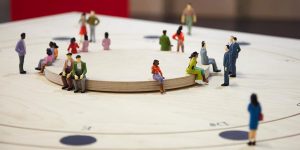 Model of the chosen public art project - twelve tones, for curzon st station