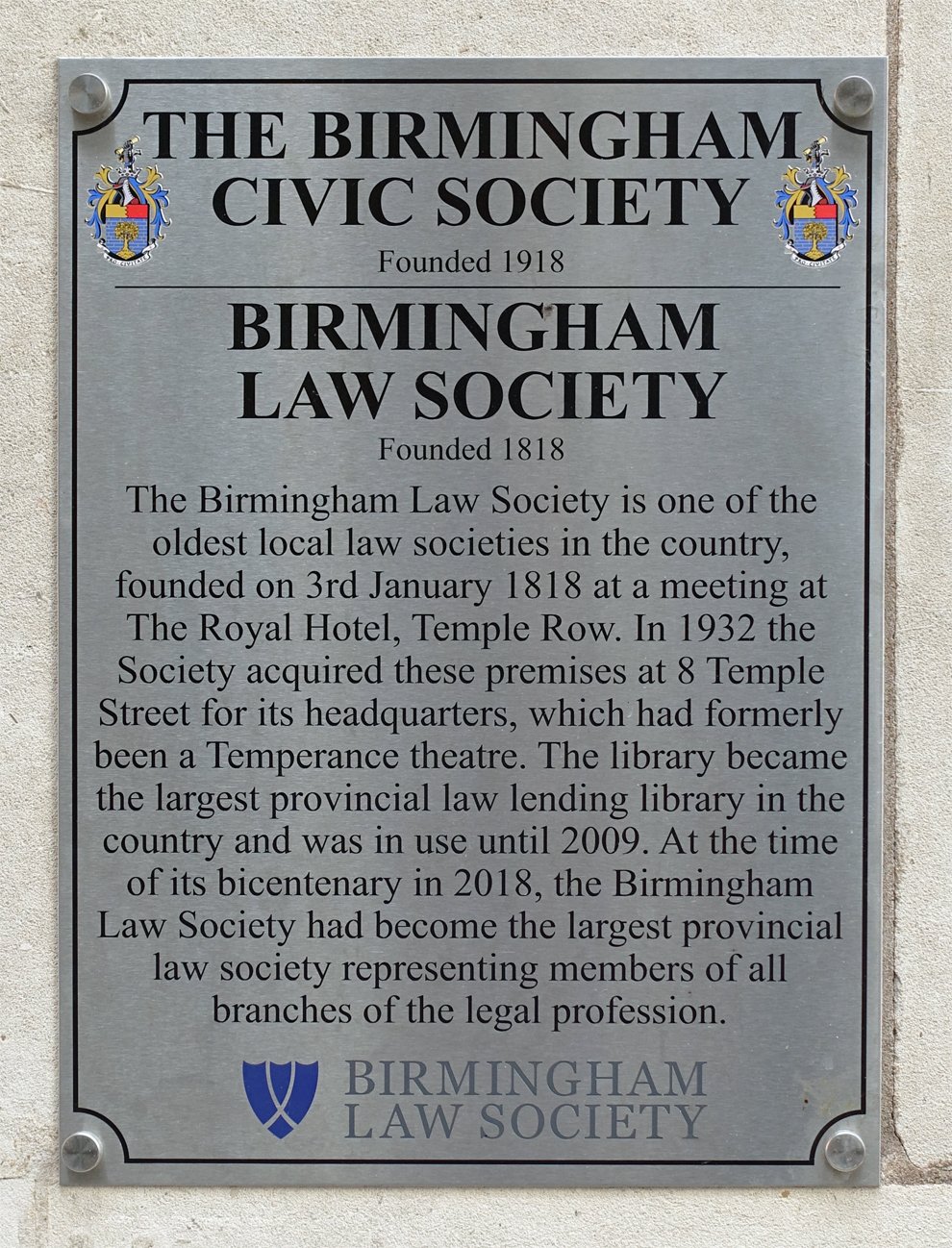 Law Society History Plate