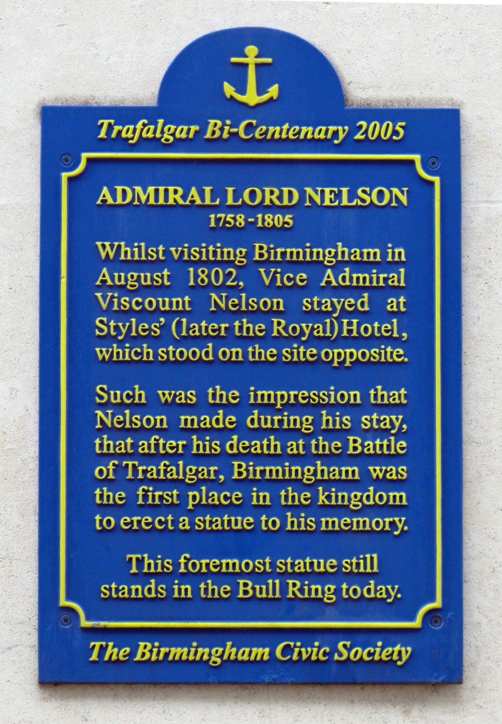 Horatio Nelson Blue Plaque