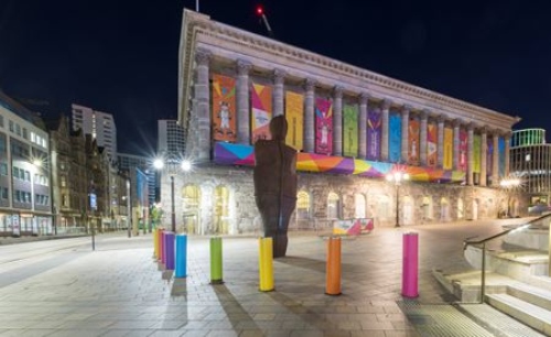Birmingham Town Hall dressed for the Commonwealth Games 2022
