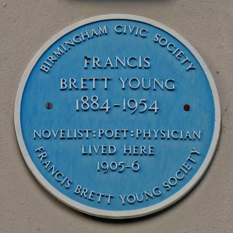 Francis Brett Young Blue Plaque "1884 - 1954 Novelist, Poet, Physician lived here 1905 - 06"