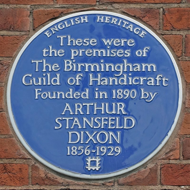 Arthur Stansfeld Dixon Blue Plaque "These were the premises of the Birmingham Guild of Handicraft founded in 1890"