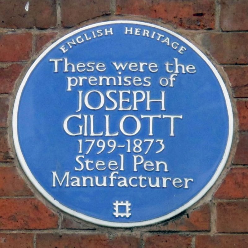 Joseph Gillott Blue Plaque "These were the premises of Joseph Gillott 1799-1873 Steel Pen Manufacturer"