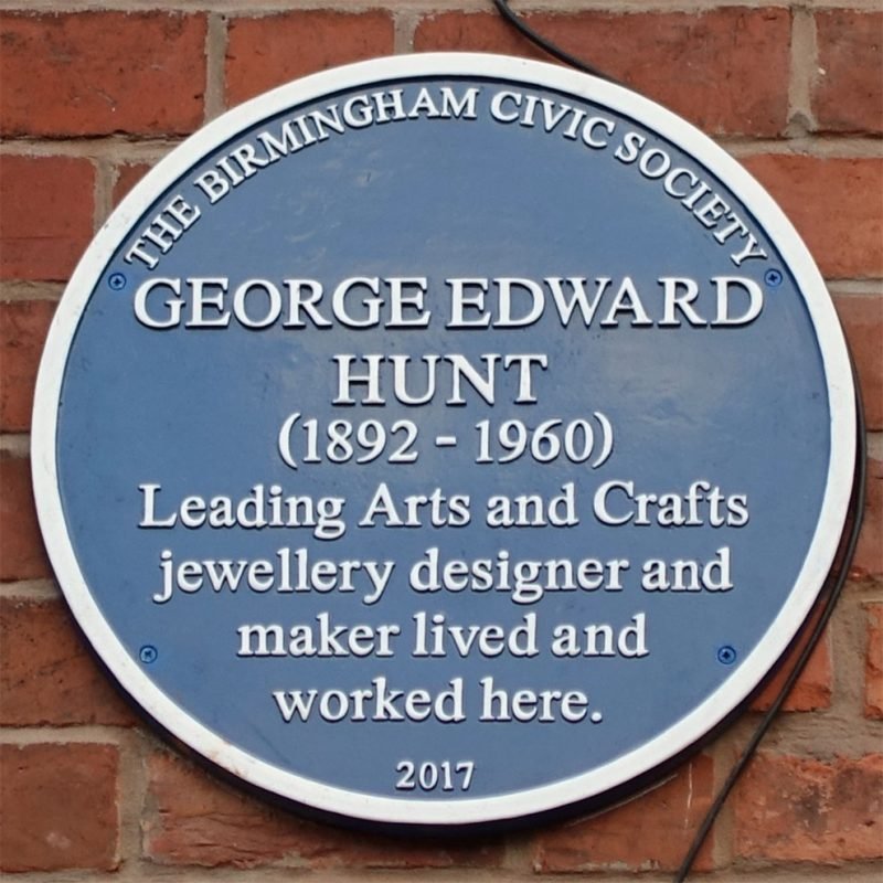 George Edward Hunt Blue Plaque "1892-1960 Leading Arts and Crafts jewellery designer and maker lived and worked here"