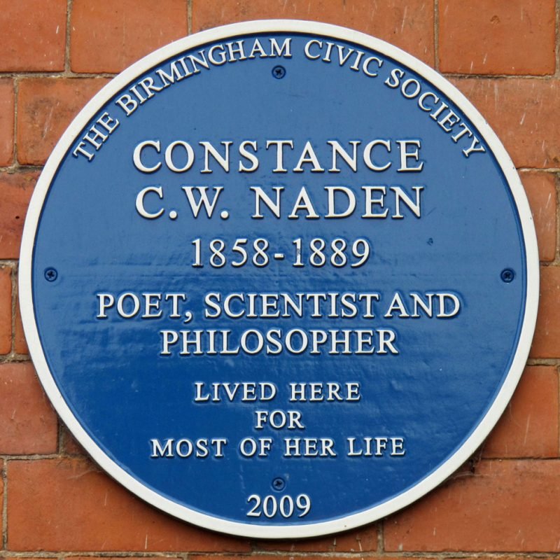 Constance Naden Blue Plaque "1858-1889 Writer, poet, scientist and philosopher lived here for most of her life"