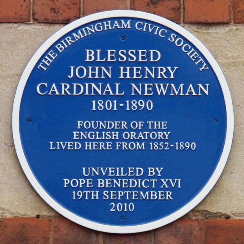 Cardinal John Henry Newman Blue Plaque "1801 - 1890 Founder of the English Oratory lived here from 1852 - 1890"