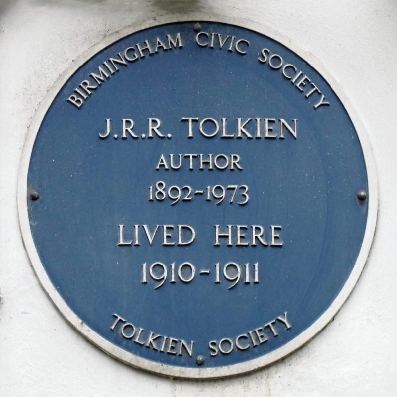 JRR Tolkien Blue Plaque "Author 1892 - 1973 lived here 1910 - 1911"